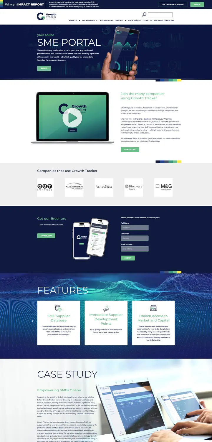 Homepage of Growth Tracker by Edge Growth, built by WEBINK