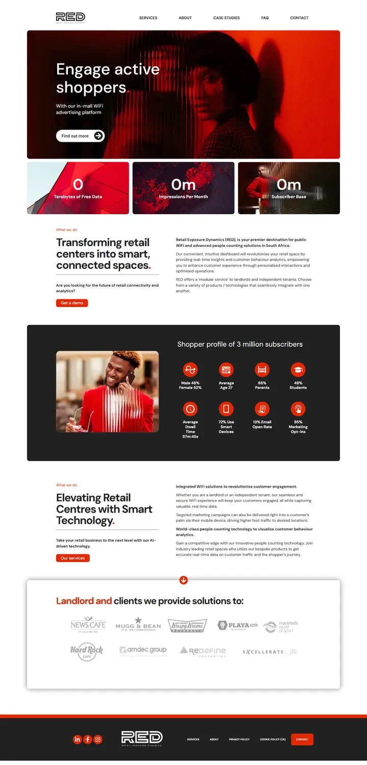 Homepage of RED — Retail Exposure Dynamics, built by WEBINK