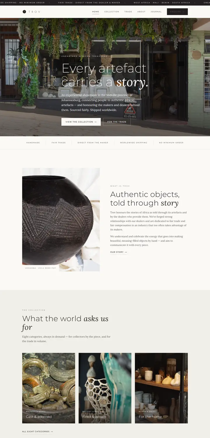 Homepage of TROV, built by WEBINK